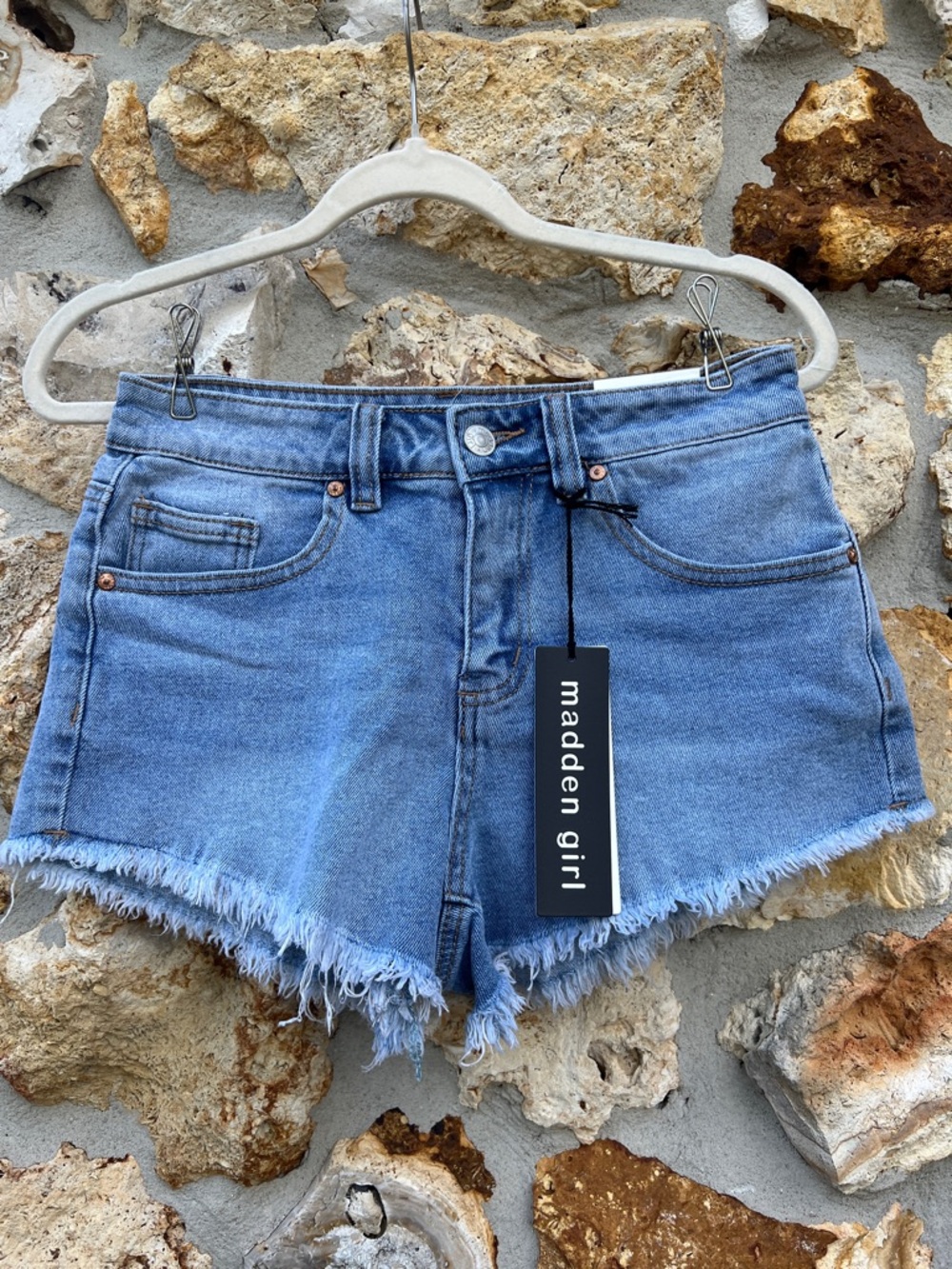 Madden Girl shorts High rise Blue Denim Shorts frayed